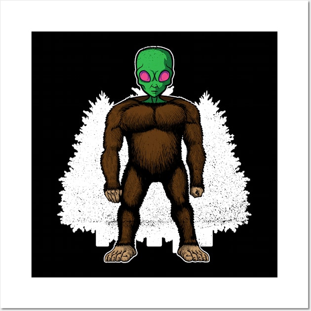 Bigfoot Alien Sasquatch Bigfoot Believer Bigfoot Hunter Wall Art by Anassein.os